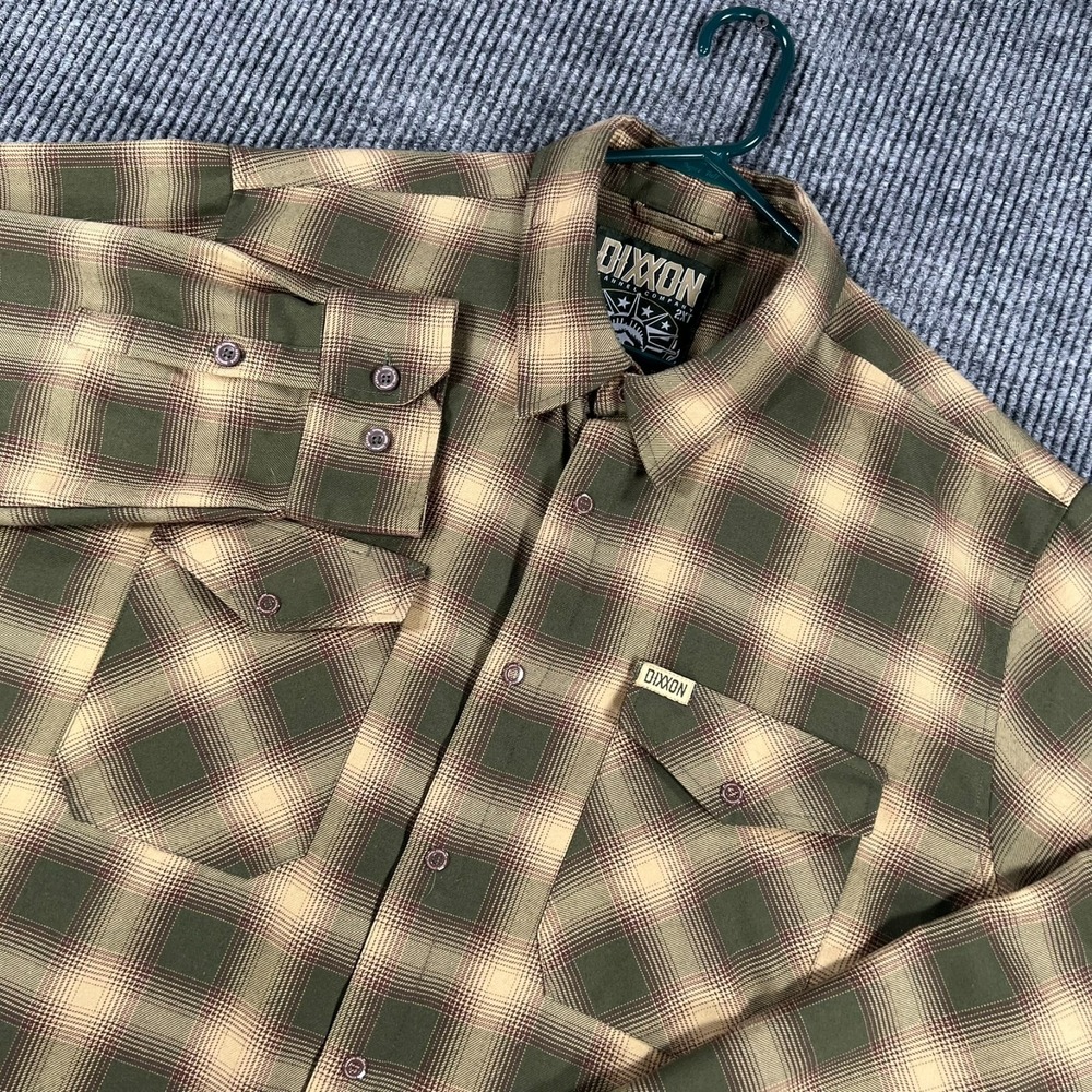 Dixxon Flannel Shirt Mens 2XT XXLT Green Plaid Long Sleeve Button Down Bunker